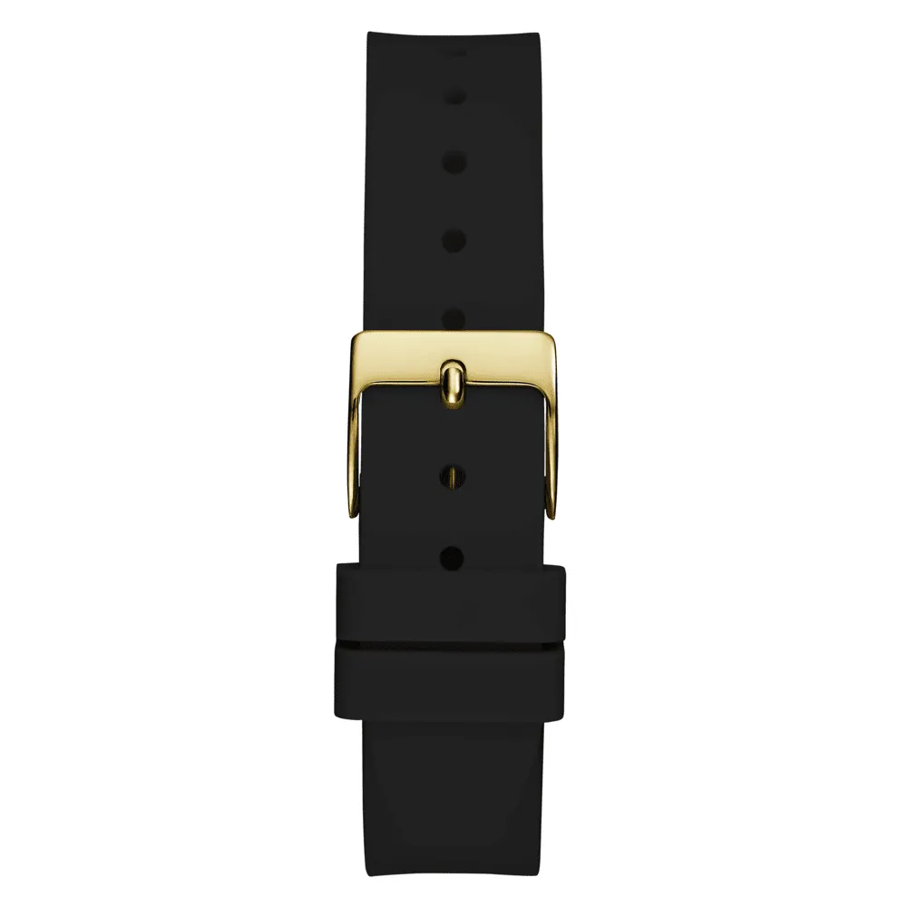 Guess Dress Eve Dress Gold Tone Black Silicone Watch GW0658L1