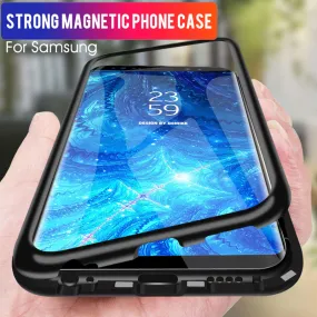 GVU Metal Magnetic Case On For Samsung Galaxy S8 S9 S10 Plus Tempered Glass For Samsung Note8 Note9 S10E Back Magnet Cases Cover