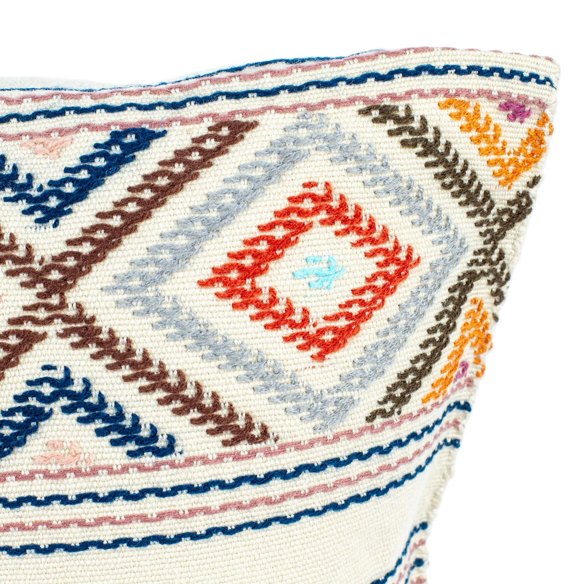 Hand Loomed Cotton Cushion Cover with Geometric Pattern - Festive Autumn | NOVICA