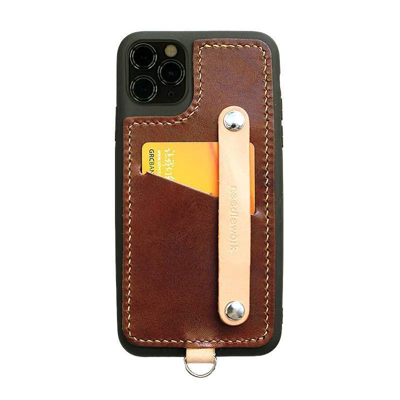 Handmade Coffee Leather iPhone 11 Pro Max Case with Card Holder CONTRAST COLOR iPhone 11 Leather Case