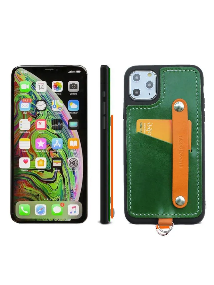 Handmade Coffee Leather iPhone 11 Pro Max Case with Card Holder CONTRAST COLOR iPhone 11 Leather Case