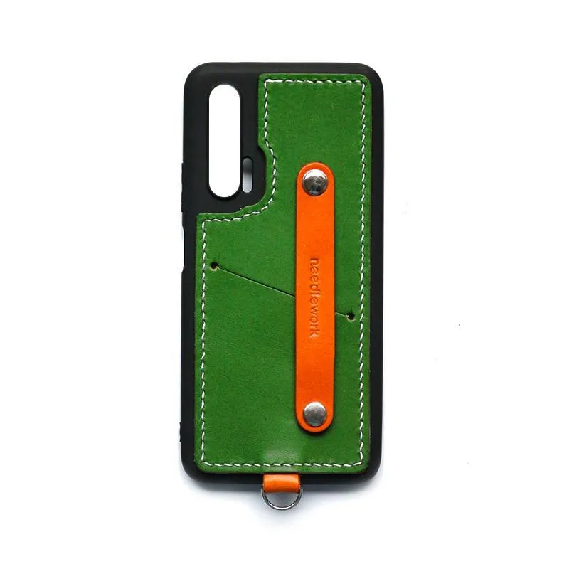 Handmade Green Leather Huawei Nova 6 Case with Card Holder CONTRAST COLOR Huawei Nova 6 Leather Case