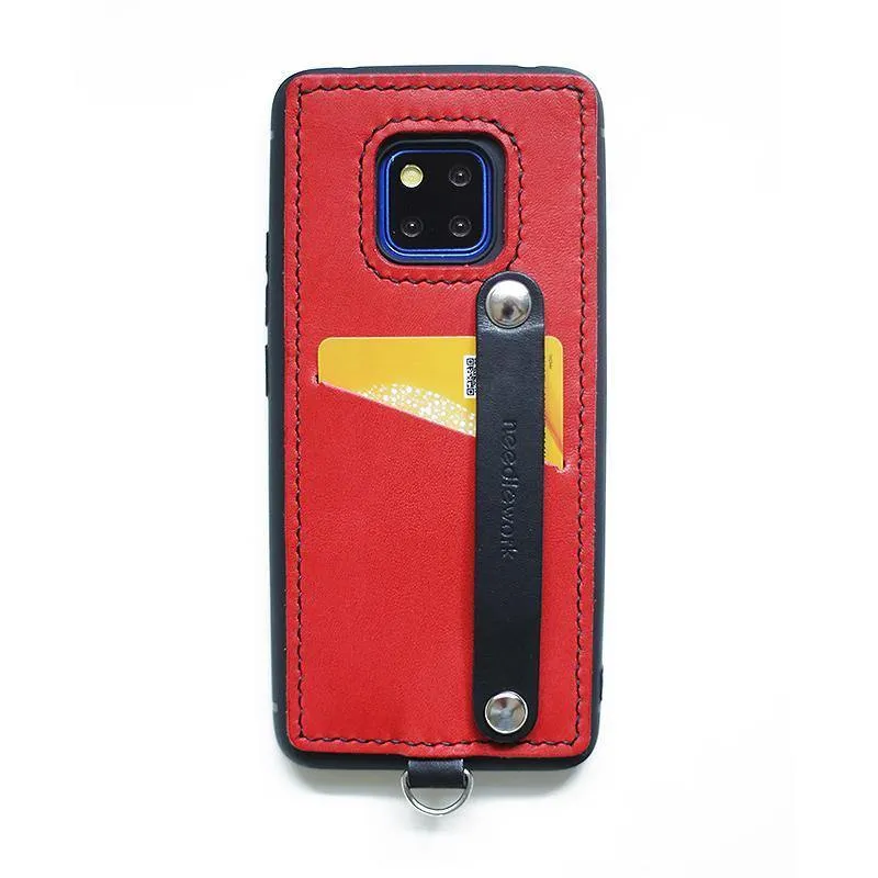 Handmade Orange Leather Huawei Mate 20 Pro Case with Card Holder CONTRAST COLOR Huawei Mate 20 Pro Leather Case