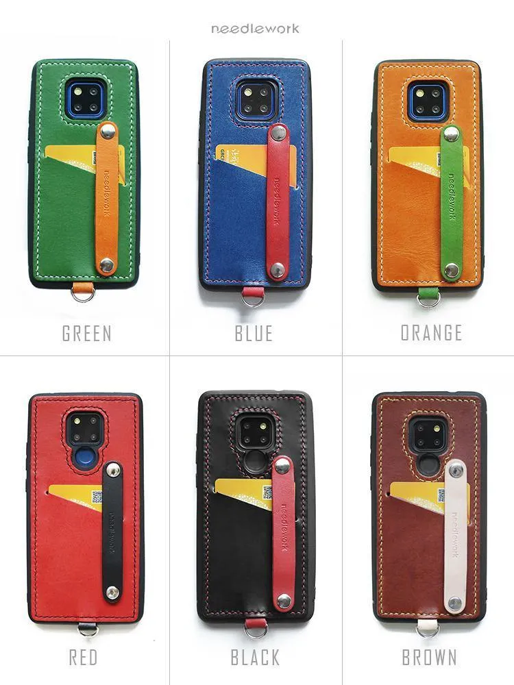 Handmade Orange Leather Huawei Mate 20 Pro Case with Card Holder CONTRAST COLOR Huawei Mate 20 Pro Leather Case