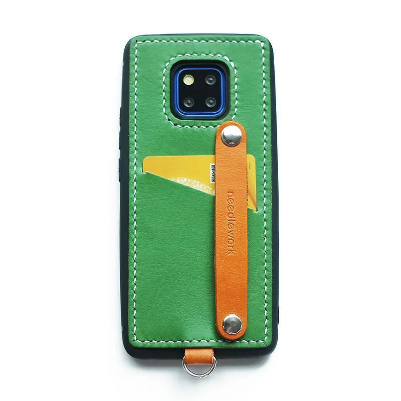 Handmade Orange Leather Huawei Mate 20 Pro Case with Card Holder CONTRAST COLOR Huawei Mate 20 Pro Leather Case