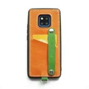 Handmade Orange Leather Huawei Mate 20 Pro Case with Card Holder CONTRAST COLOR Huawei Mate 20 Pro Leather Case