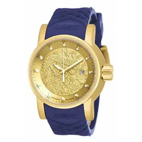 Invicta Men's S1 Rally Automatic 100m Gold Plated Case Blue Silicone Watch 18215