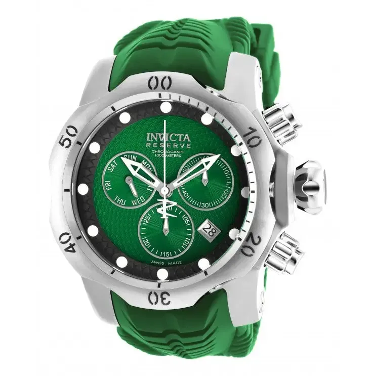 Invicta Men's Venom Chronograph 1000m Stainless Steel Green Silicone Watch 19007