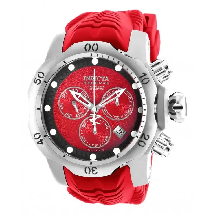 Invicta Men's Venom Chronograph 1000m Stainless Steel Red Silicone Watch 19009