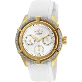 Invicta Women's Bolt Quartz Chrono 200m Gold Tone S. Steel Silicone Watch 24456