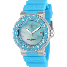 Invicta Women's Pro Diver 300m Mother of Pearl S.Steel Blue Silicone Watch 22670