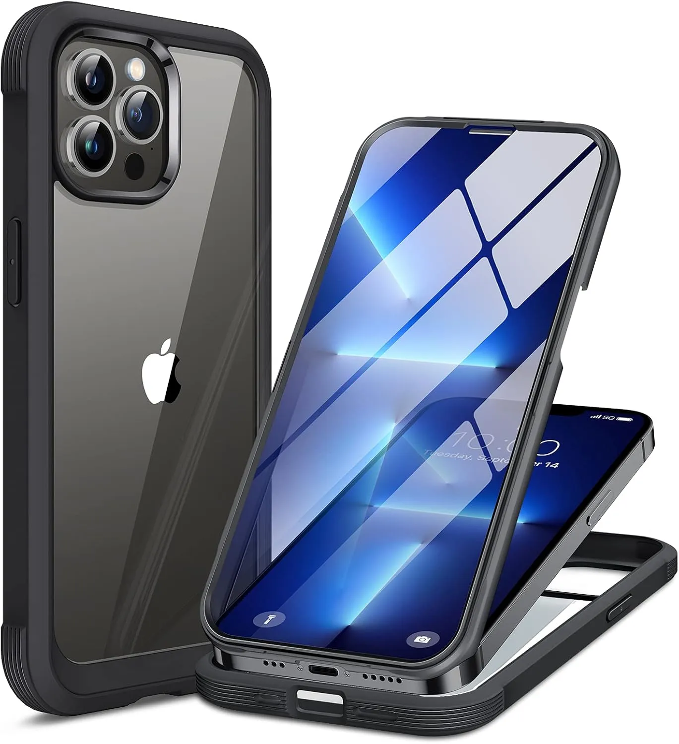 iPhone 16 Pro Case Full-Body Phone Built-in Glass Screen Protector Military