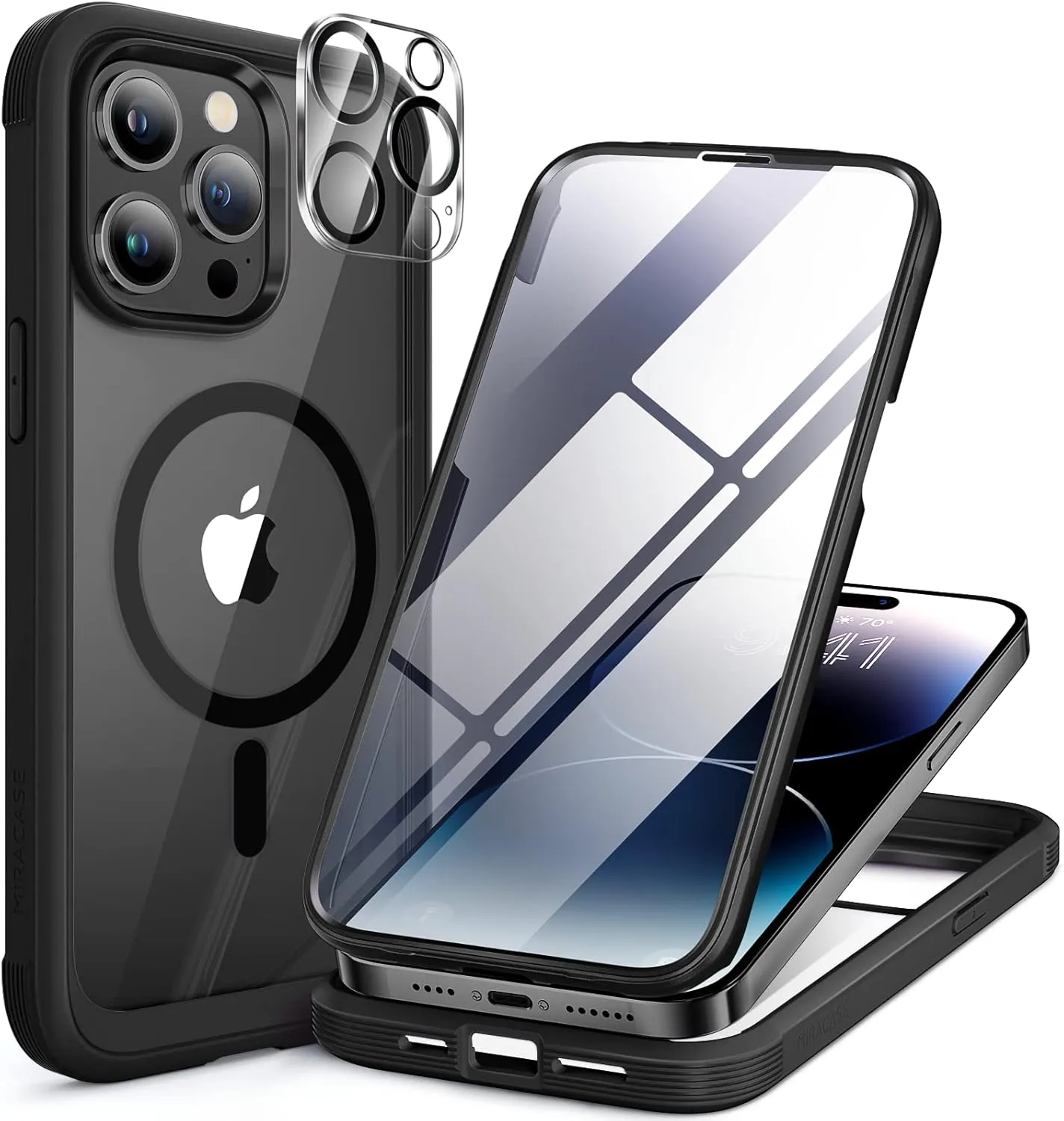 iPhone 16 Pro Case Full-Body Phone Built-in Glass Screen Protector Military