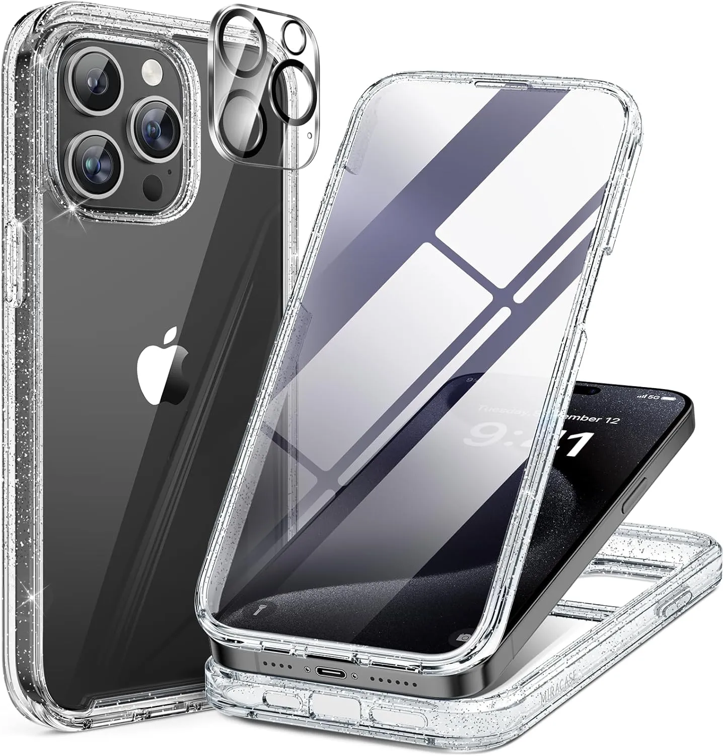 iPhone 16 Pro Case Full-Body Phone Built-in Glass Screen Protector Military