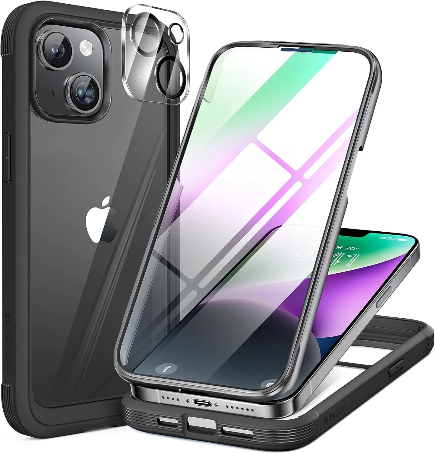 iPhone 16 Pro Case Full-Body Phone Built-in Glass Screen Protector Military