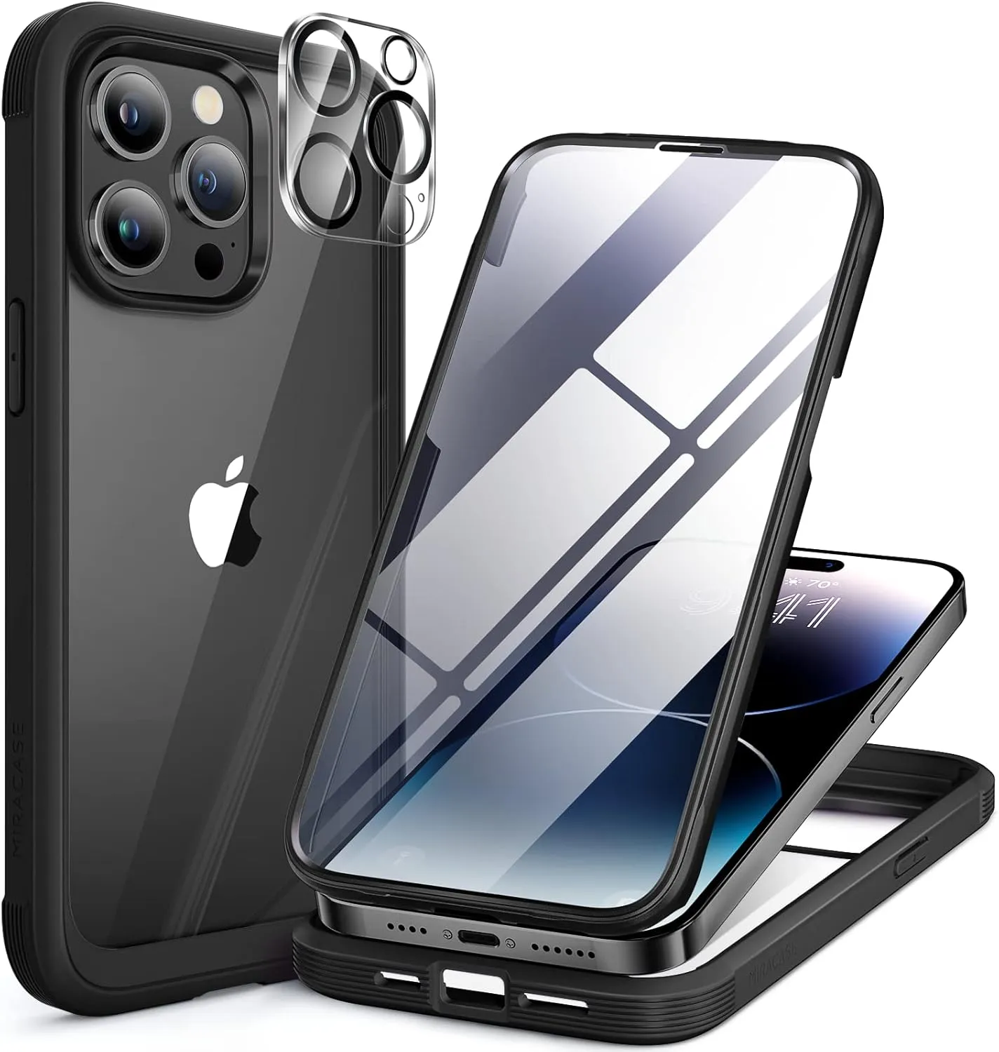 iPhone 16 Pro Case Full-Body Phone Built-in Glass Screen Protector Military