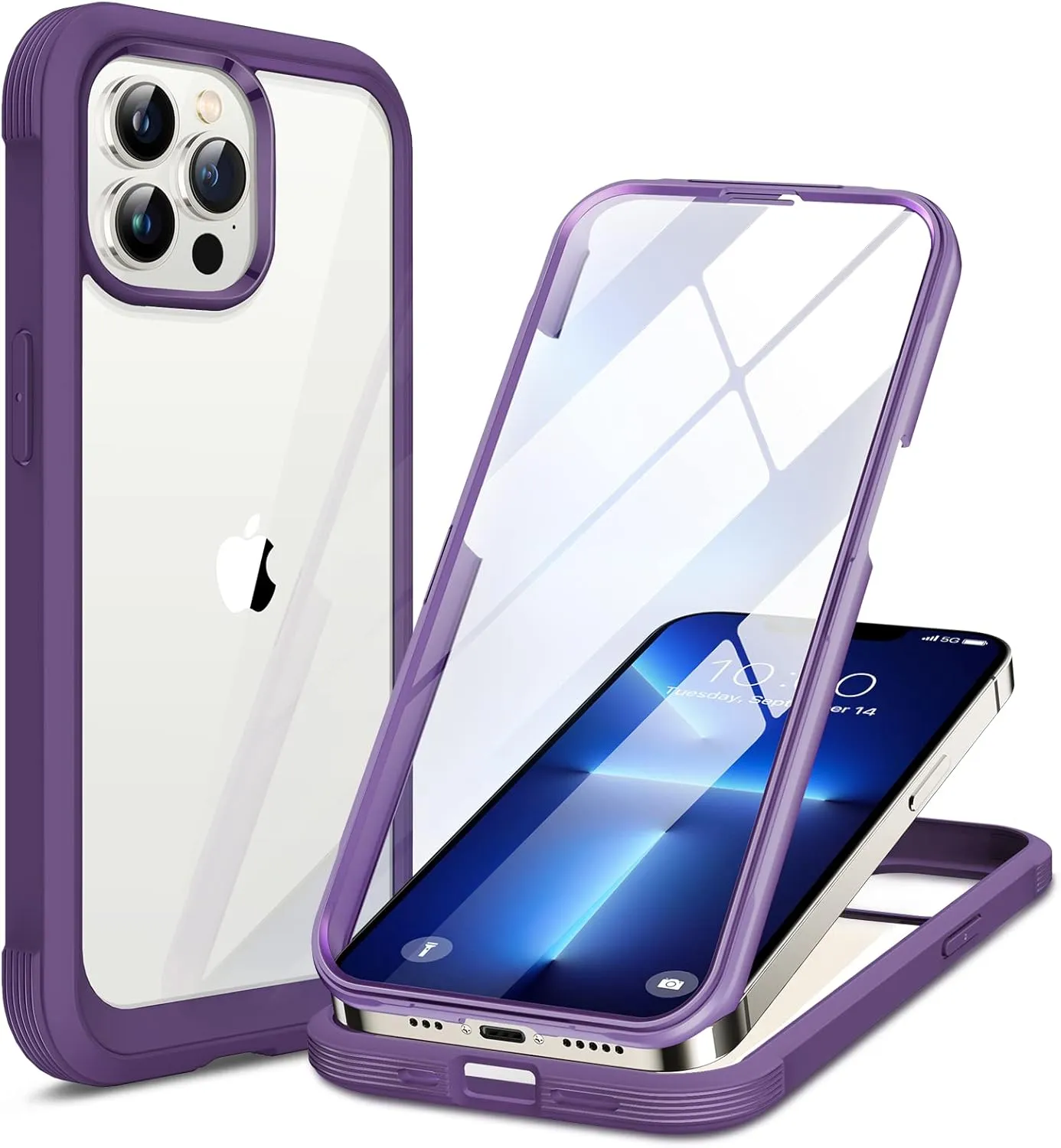 iPhone 16 Pro Case Full-Body Phone Built-in Glass Screen Protector Military