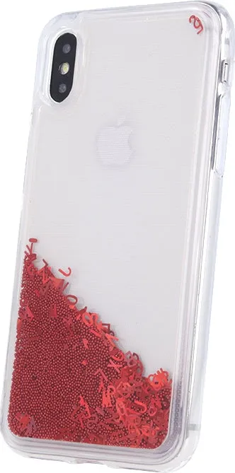 iPhone 7 Liquid Letters Glitter Cover - Red