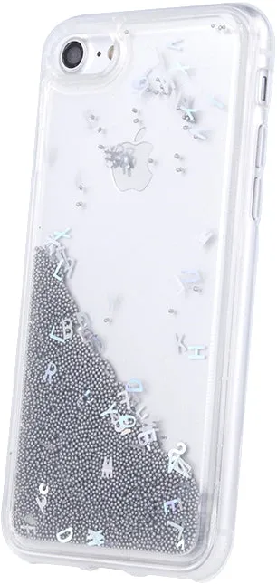 iPhone 7 Liquid Letters Glitter Cover - Silver