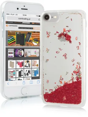 iPhone 8 Liquid Letters Glitter Cover - Red