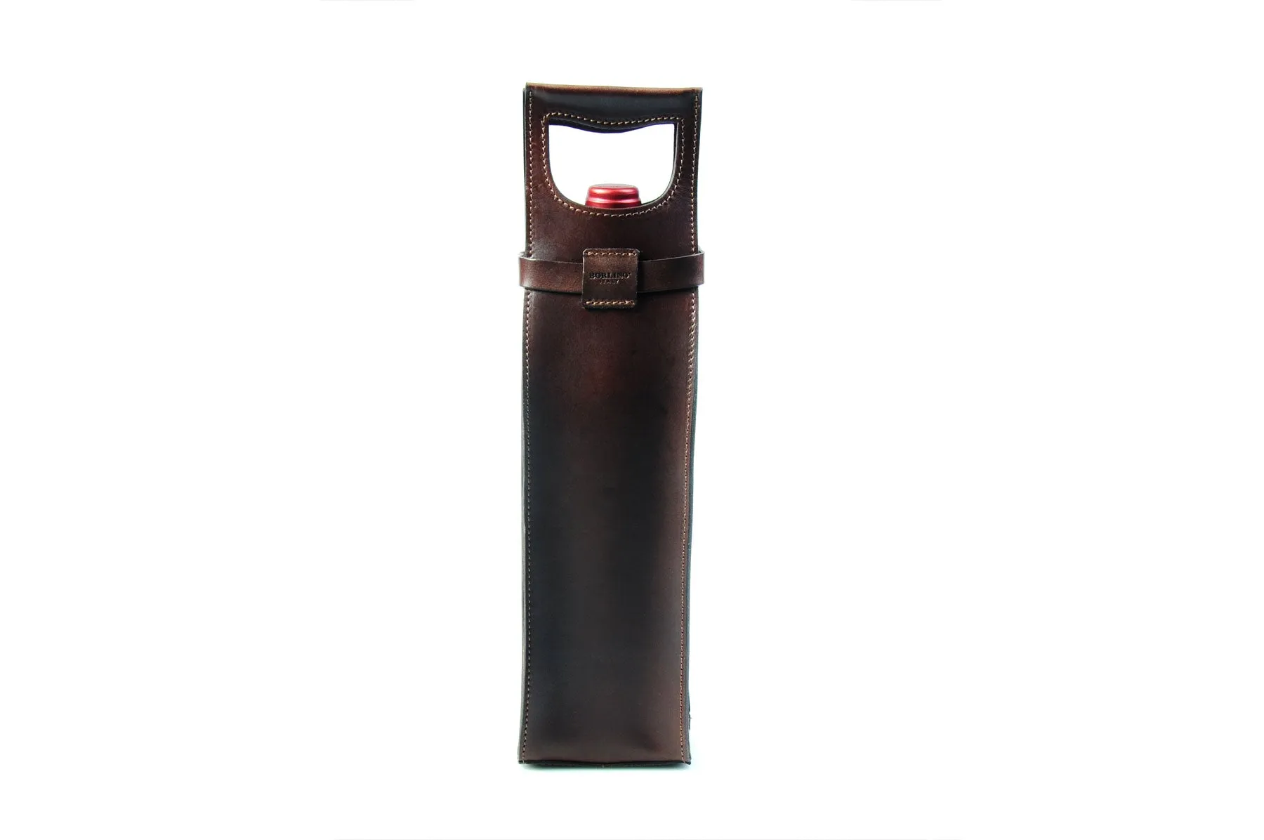 Italian Leather Wine Carrier - Vachetta Leathers - Walnut