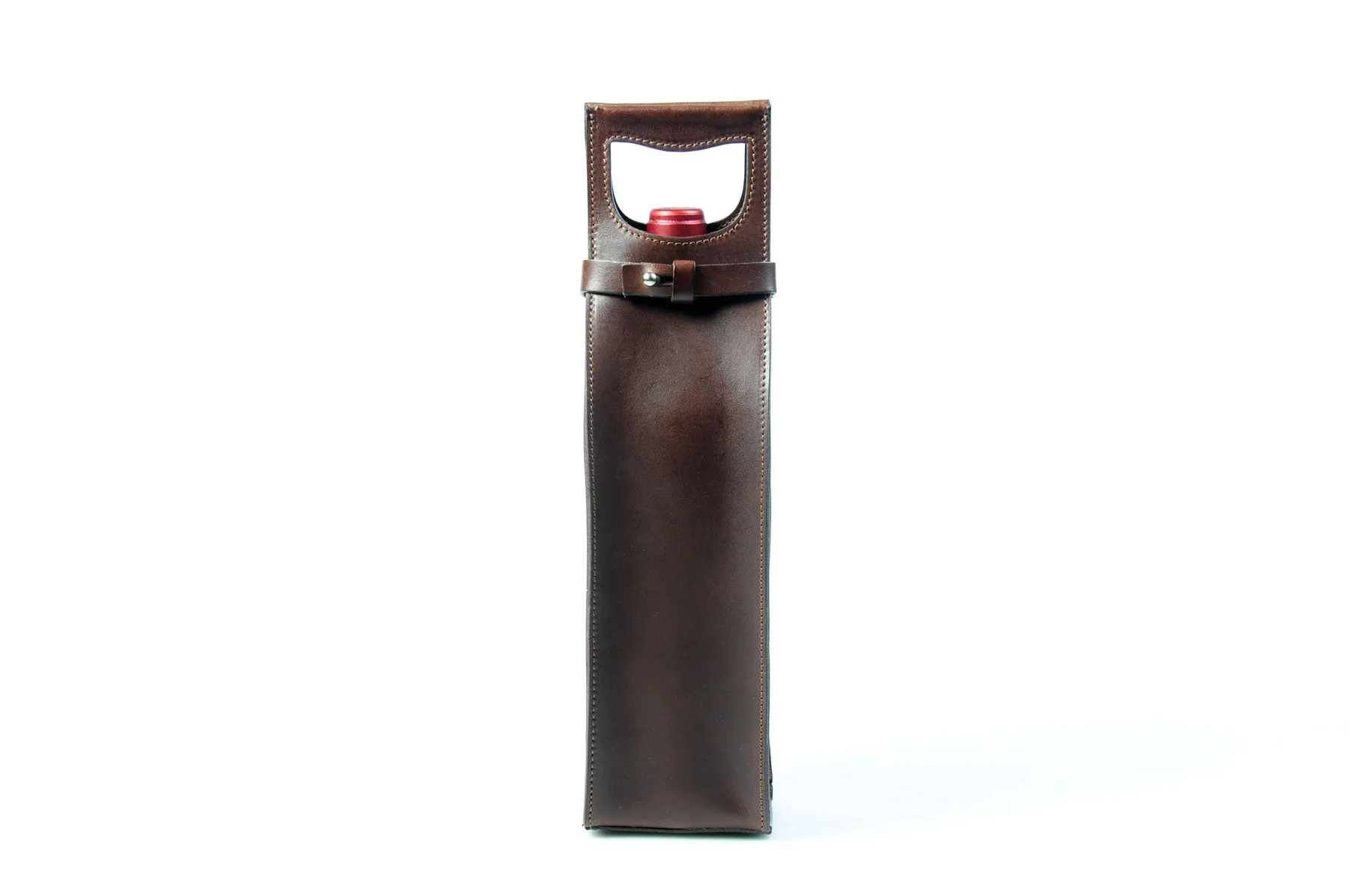 Italian Leather Wine Carrier - Vachetta Leathers - Walnut