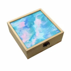 Jewellery Box Wooden Jewelry Organizer -  Arctic Blue Space Watercolor