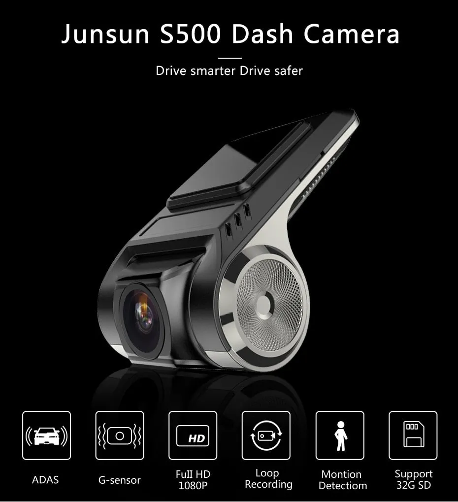 Junsun Dash Cam Front 1080P HD Recording DVR ADAS