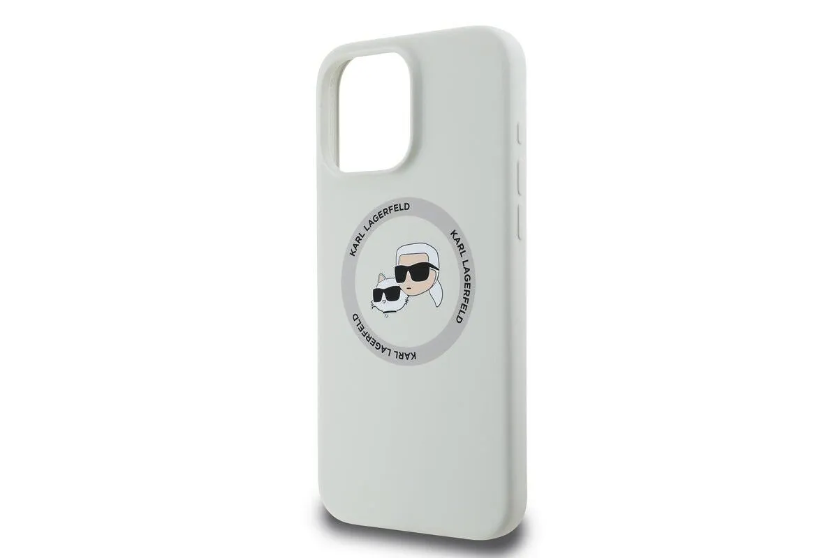 Karl Lagerfeld Liquid Silicone Karl & Choupette Head Case with MagSafe for iPhone 16 Pro 6.3" Beige - KLHMP16LSKCHTCE