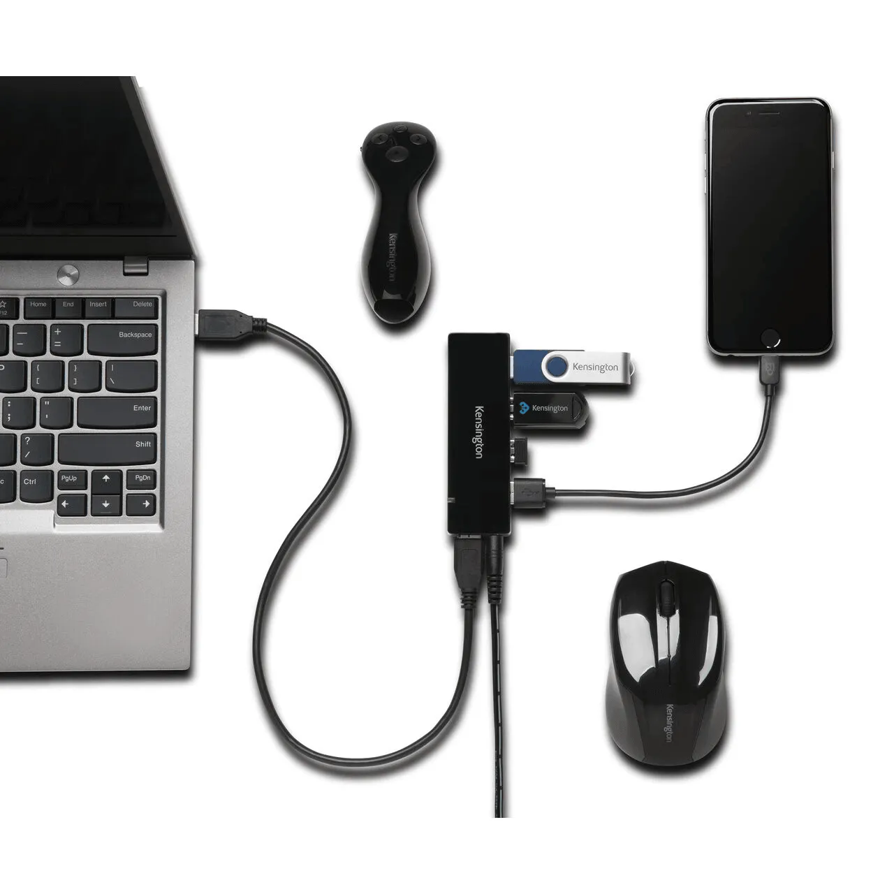 Kensington UH4000C USB 3.0 4 Port Hub And Charger Station