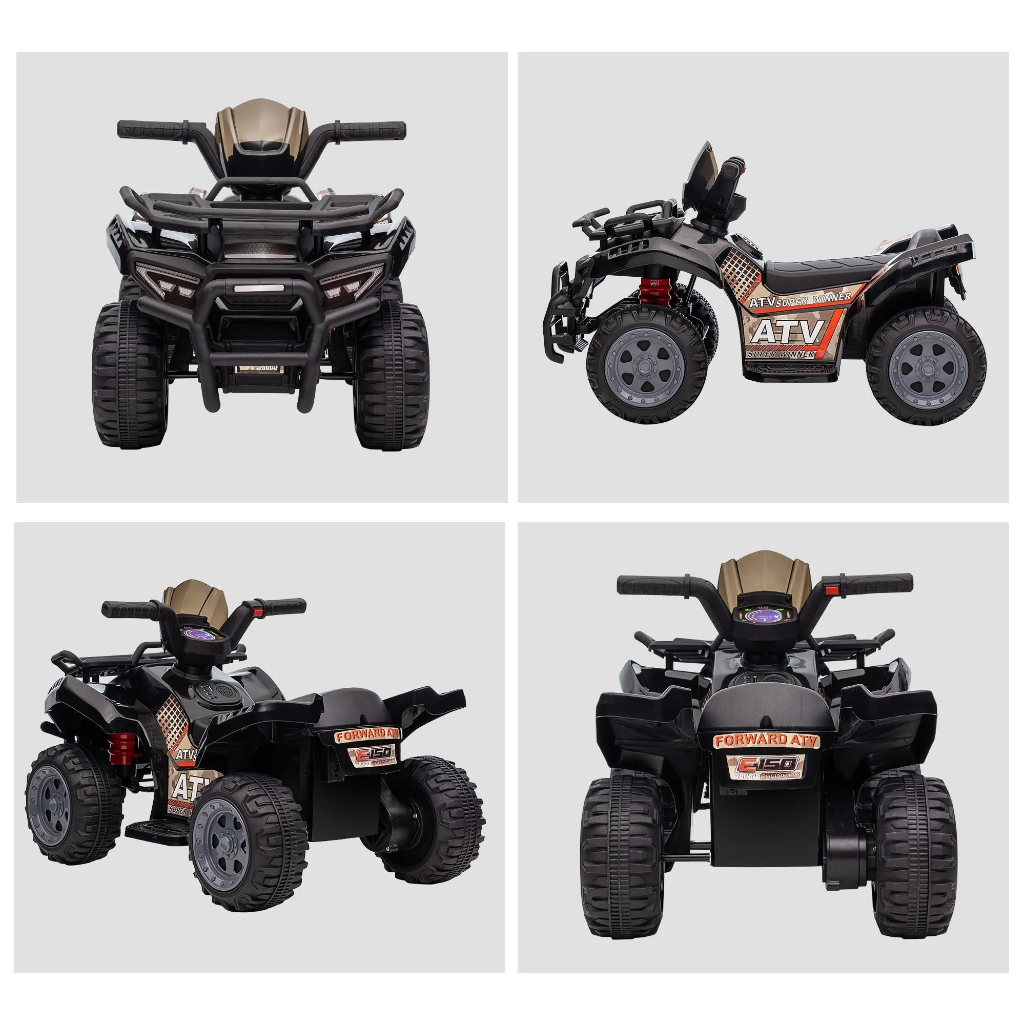 Kids Ride-on Four Wheeler ATV Car with Real Working Headlights for 18-36M