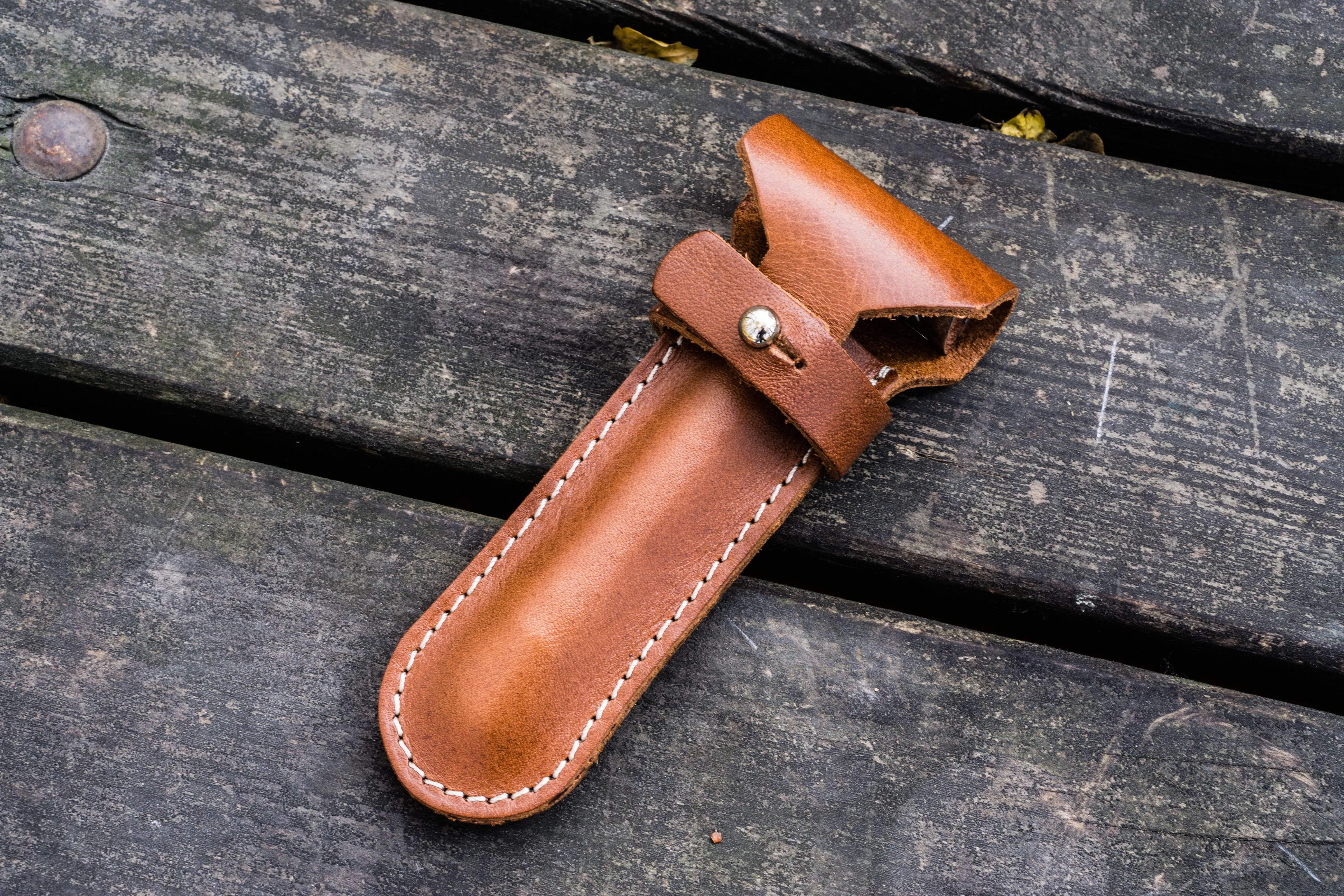 Leather Safety Razor Case - Brown