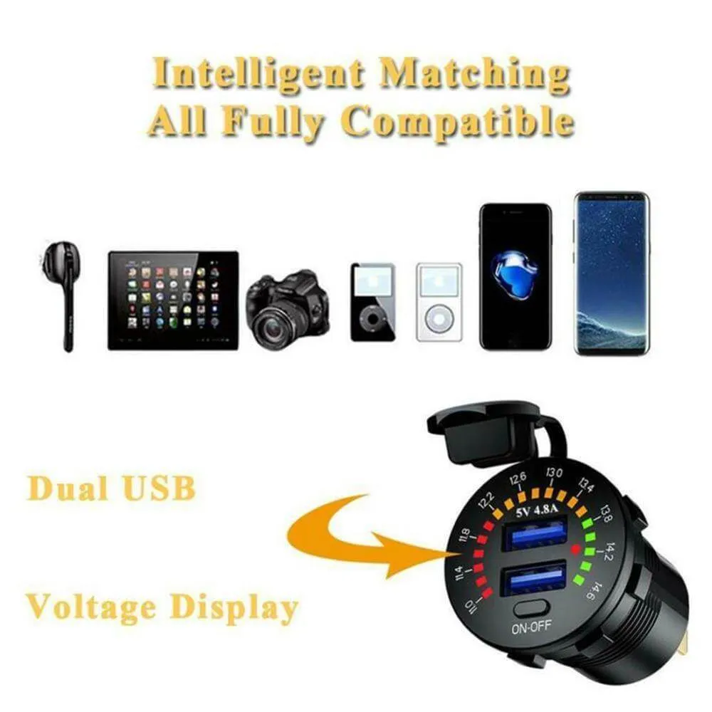 Led Display Fast Car Dual USB Charger