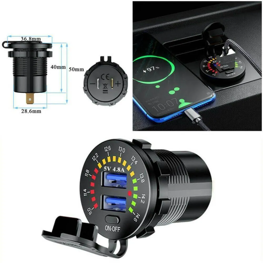 Led Display Fast Car Dual USB Charger