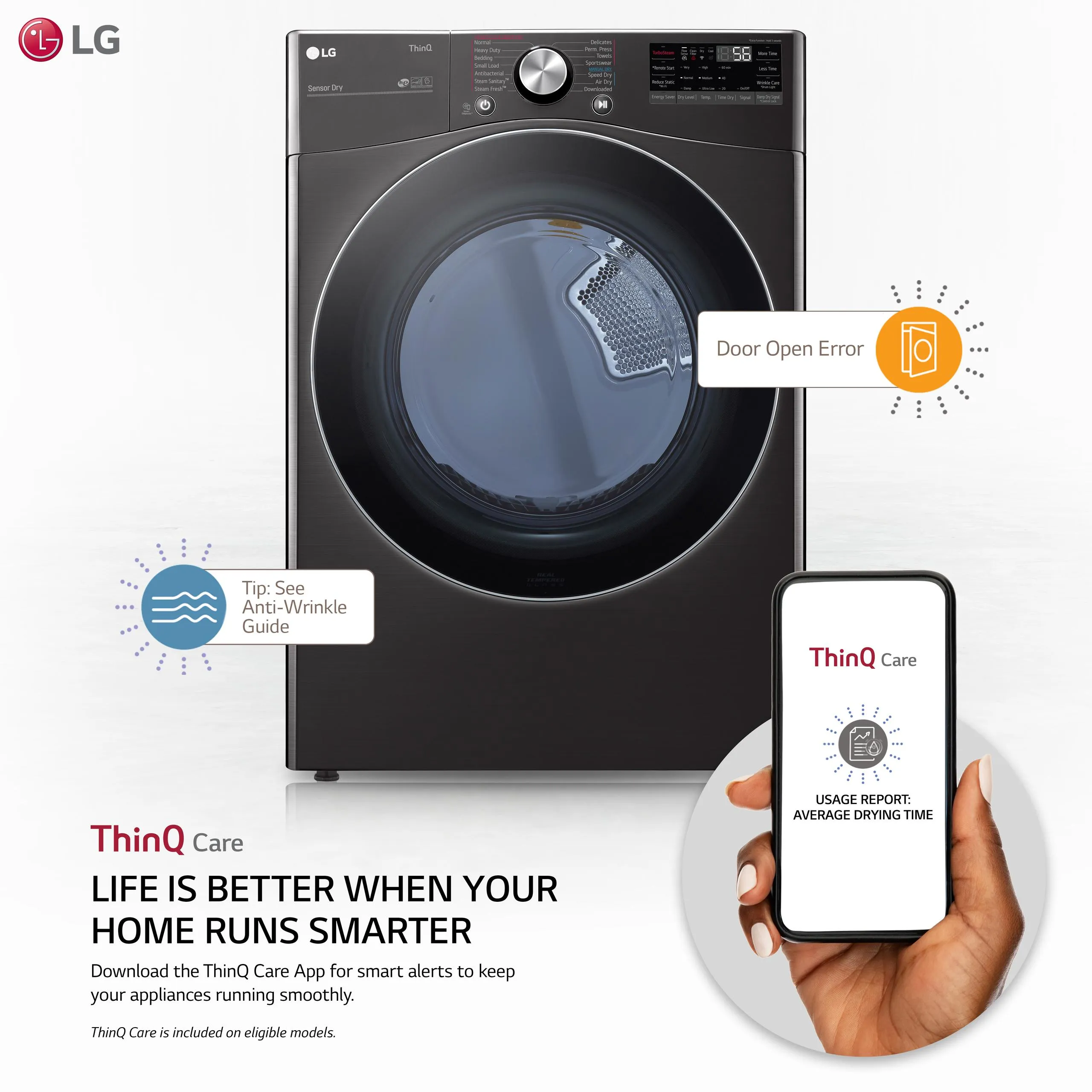 Lg DLEX4200B 7.4 cu. ft. Ultra Large Capacity Smart wi-fi Enabled Front Load Electric Dryer with TurboSteam™ and Built-In Intelligence