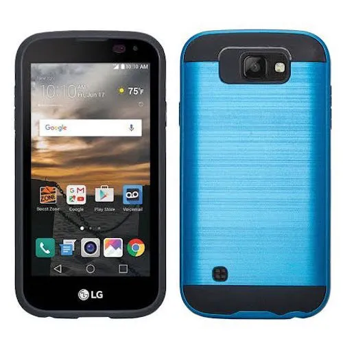 LG K3 Case, Slim Hybrid Dual Layer[Shock Resistant] Case for LG K3 - Brush Blue