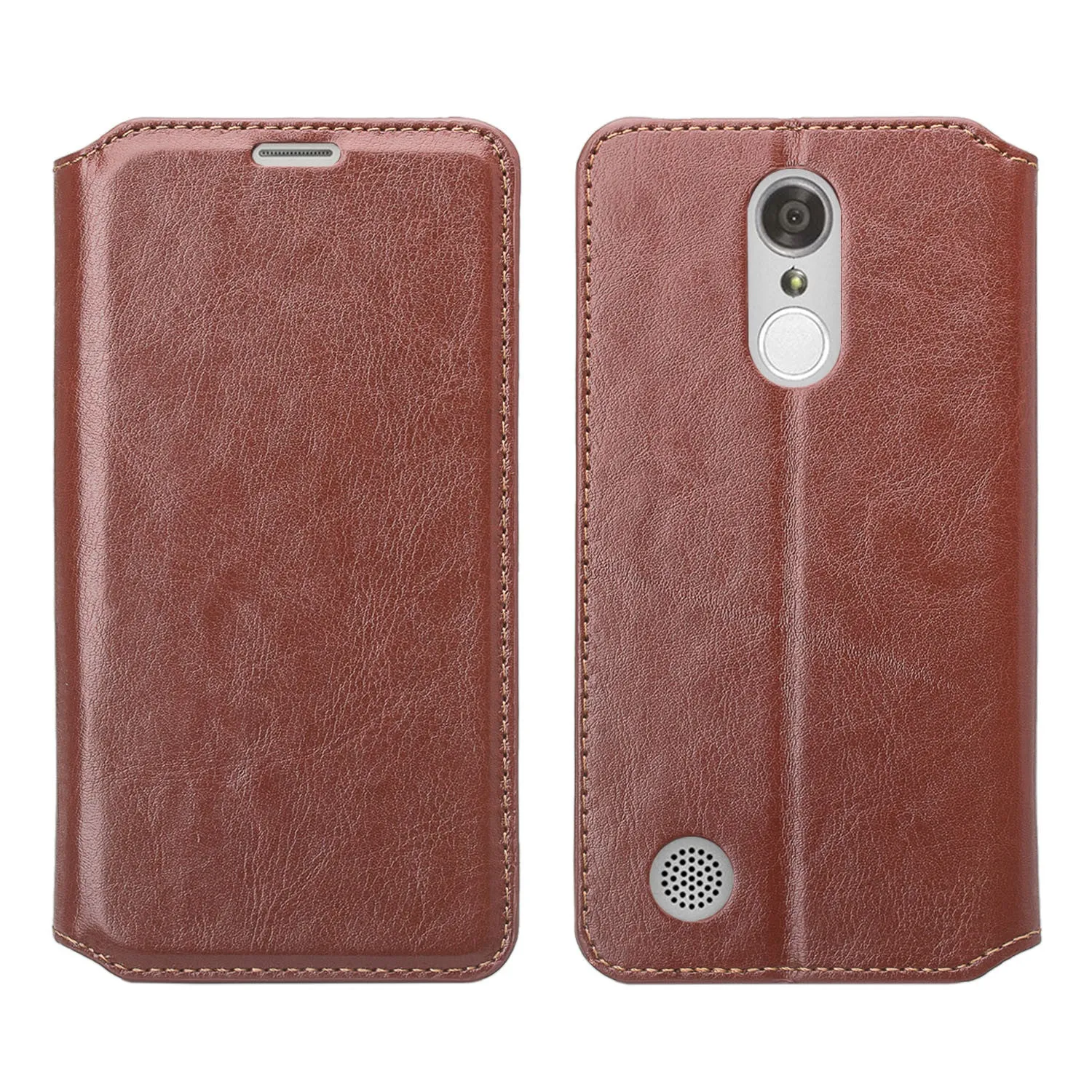 LG K4 (2017) | LG Fortune | LG Phoenix 3 Case, Slim Magnetic Fold[Kickstand] Pu Leather Wallet Case with ID & Credit Card Slots - Brown