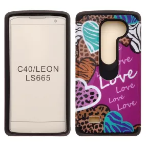 LG Leon LTE Case | Lg Tribute 2 Case | LG Power | LG Sunset | LG Destiny | LG Risio Case, Slim Hybrid [Shock/Impact] Absorption Dual Layer Case - Animal Love