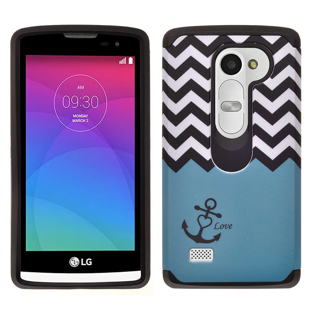 LG Leon LTE Case | Lg Tribute 2 Case | LG Power | LG Sunset | LG Destiny | LG Risio Case, Slim Hybrid [Shock/Impact] Absorption Dual Layer Case - Teal Anchor