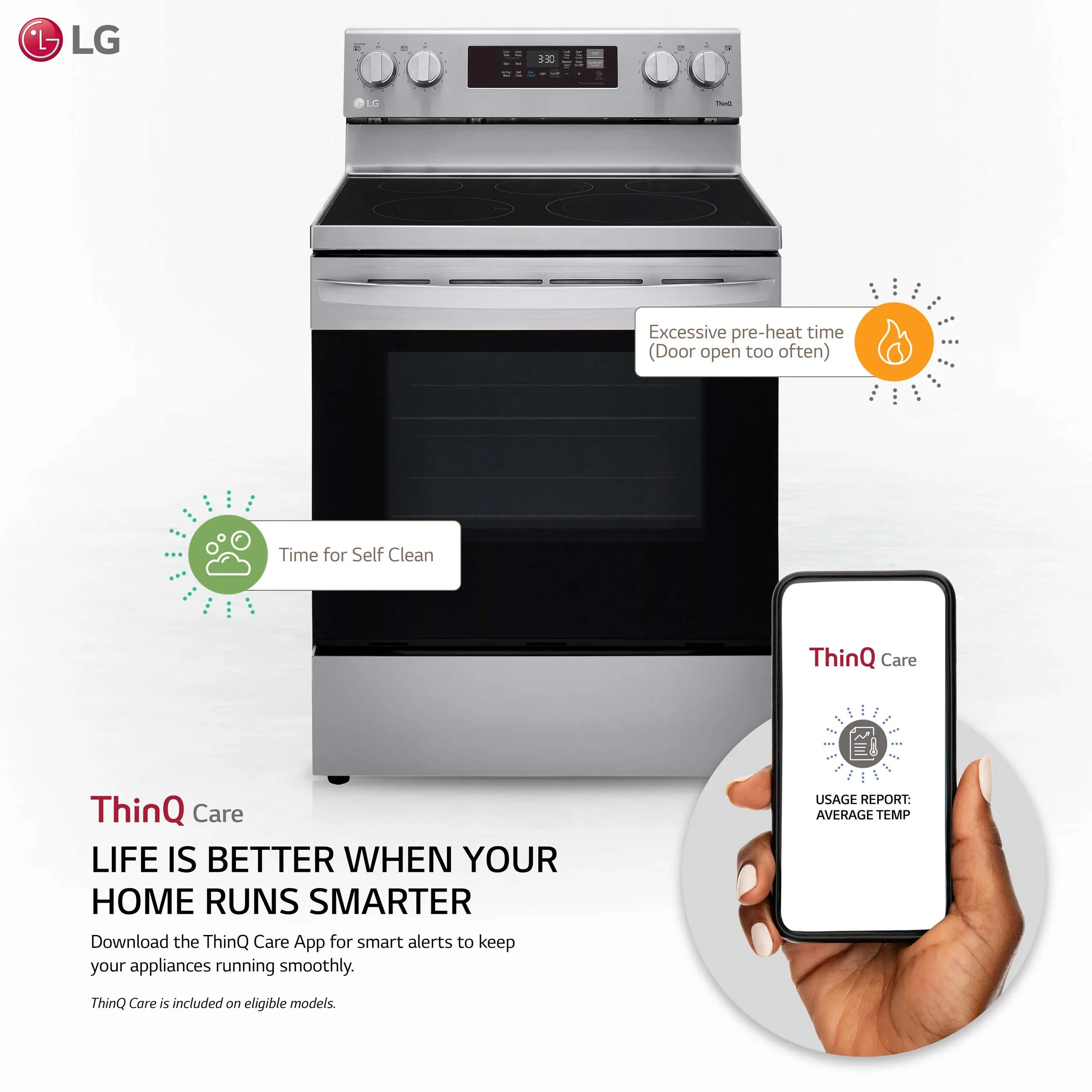 Lg LREL6323S 6.3 cu ft. Smart Wi-Fi Enabled Fan Convection Electric Range with Air Fry & EasyClean®