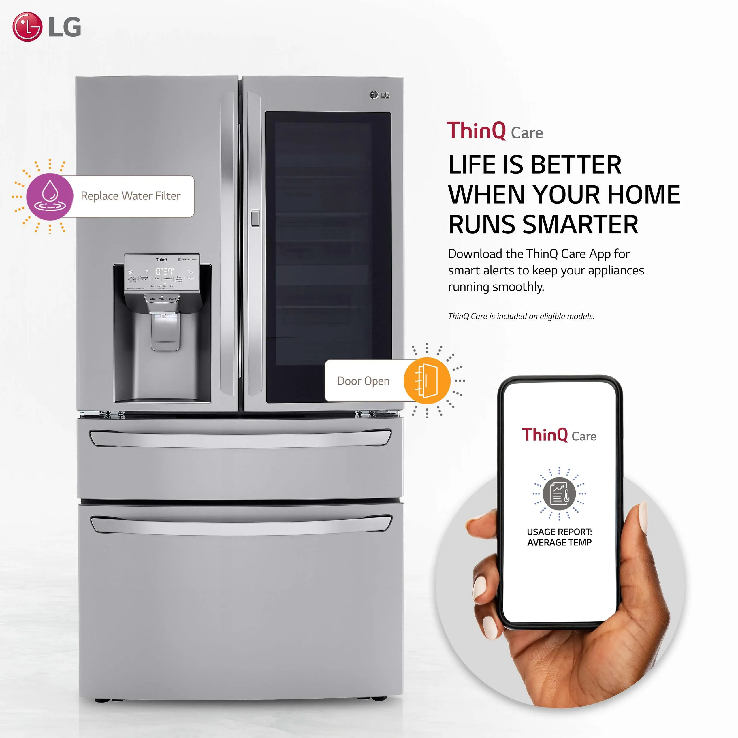 Lg LRMVC2306S 23 cu. ft. Smart wi-fi Enabled InstaView® Door-in-Door® Counter-Depth Refrigerator with Craft Ice™ Maker