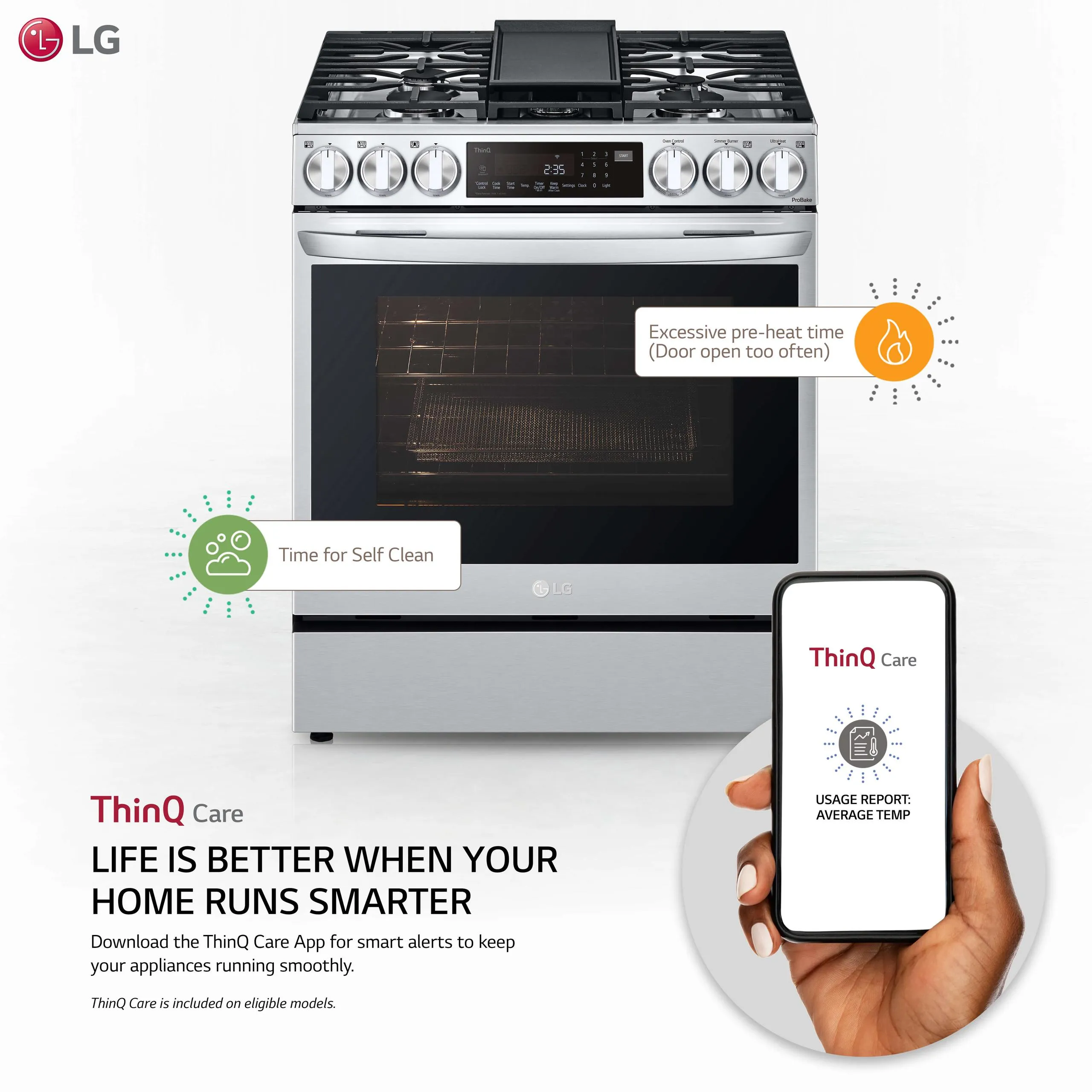 Lg LSGL6335F 6.3 cu ft. Smart wi-fi Enabled ProBake Convection® InstaView® Gas Slide-In Range with Air Fry