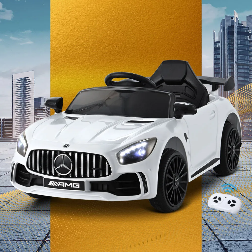 Licensed White Mercedes-Benz AMG GTR with Remote Control - 12V Kids Ride On Electric Car