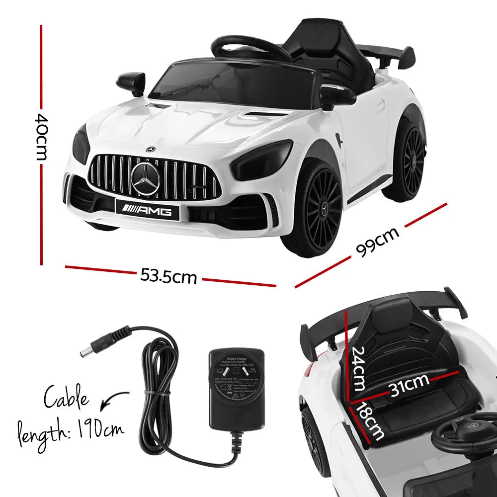 Licensed White Mercedes-Benz AMG GTR with Remote Control - 12V Kids Ride On Electric Car