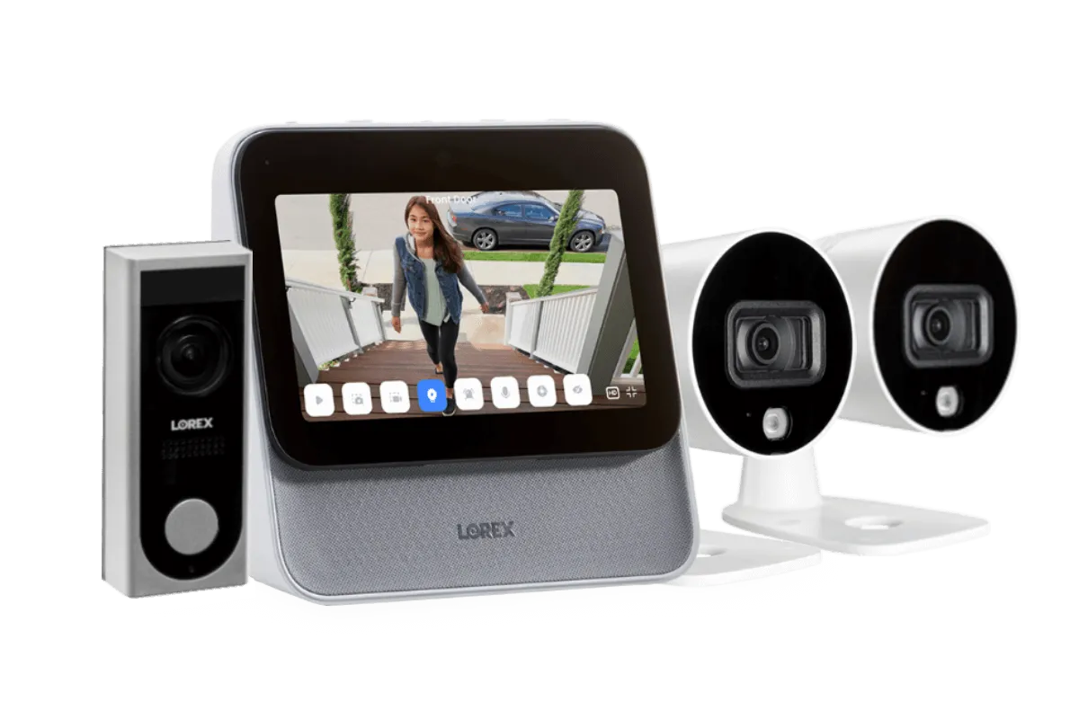 Lorex Smart Home Security Center with Two 1080p Outdoor Wi-Fi Cameras and HD Video Doorbell