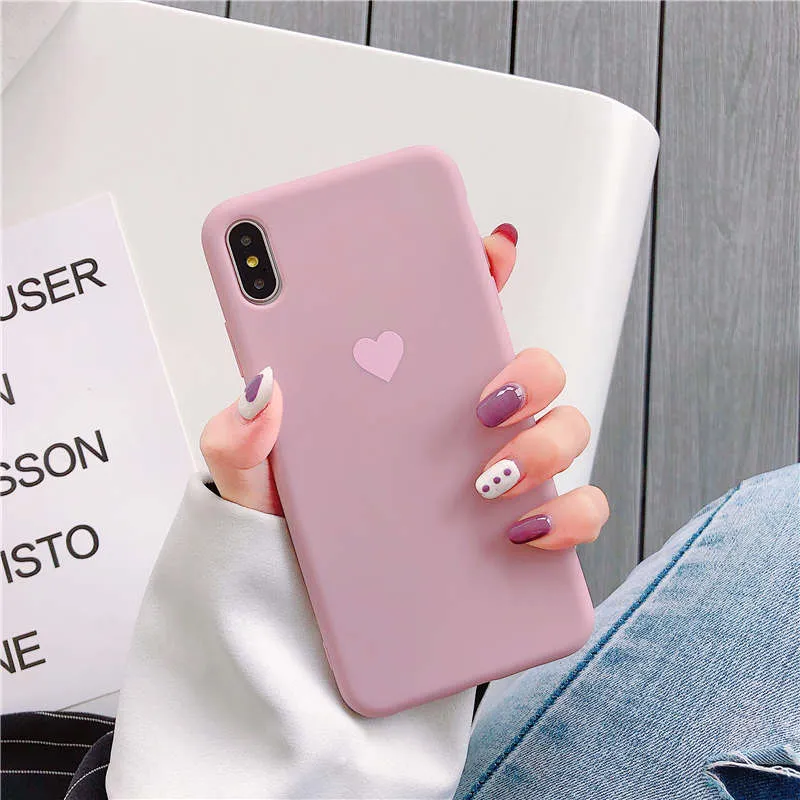 Love Heart Candy Silicone Phone Cases For iPhone 7 XR X XS 11 Pro Max Case For iphone 6 6S 7 8 Plus Case Soft TPU Back Cover