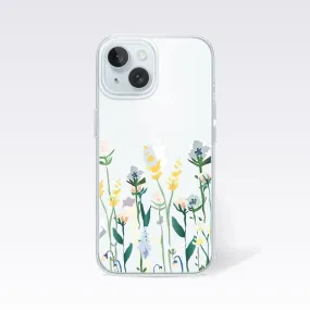 Lovely Floral -Green With Yellow Clear Silicon Cover