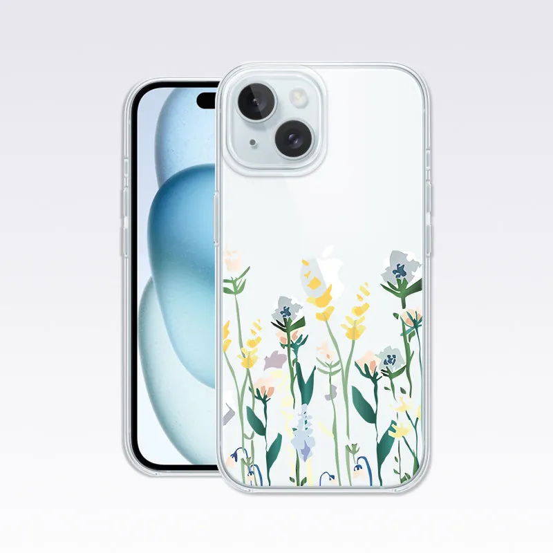 Lovely Floral -Green With Yellow Clear Silicon Cover