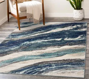 Luxe Weavers Lagos Blue 8x10 Abstract Art Deco Area Rug