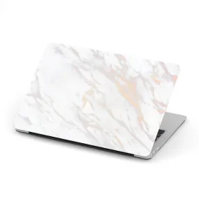 Macbook Hard Shell Case - White Rose & Gold Marble